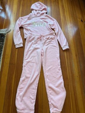 Juicy Couture Light Pink Plush Hooded Jumpsuit